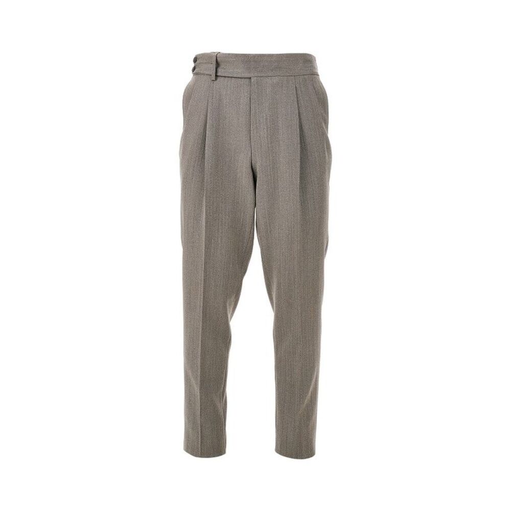 Luigi Bianchi Men Pleated Chevron Wool Pants